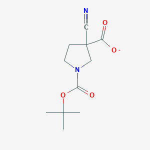 molecular formula C11H15N2O4- B15135917 1,3-Pyrrolidinedicarboxylic acid, 3-cyano-, 1-(1,1-dimethylethyl) ester 