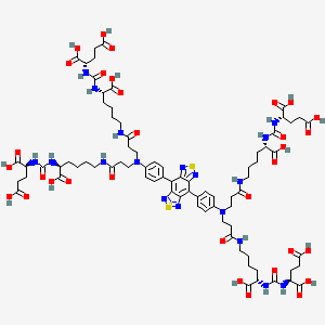 molecular formula C78H104N18O32S2 B15135974 (2S)-2-[[(1S)-5-[3-[4-[8-[4-[bis[3-[[(5S)-5-carboxy-5-[[(1S)-1,3-dicarboxypropyl]carbamoylamino]pentyl]amino]-3-oxopropyl]amino]phenyl]-5lambda4,11-dithia-4,6,10,12-tetrazatricyclo[7.3.0.03,7]dodeca-1(12),2,4,5,7,9-hexaen-2-yl]-N-[3-[[(5S)-5-carboxy-5-[[(1S)-1,3-dicarboxypropyl]carbamoylamino]pentyl]amino]-3-oxopropyl]anilino]propanoylamino]-1-carboxypentyl]carbamoylamino]pentanedioic acid 