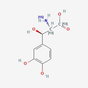 molecular formula C9H11NO5 B15136037 L-threo-Droxidopa-13C2,15N 