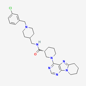 molecular formula C28H36ClN7O B15136055 (3R)-N-[[1-[(3-chlorophenyl)methyl]piperidin-4-yl]methyl]-1-(6,7,8,9-tetrahydropurino[9,8-a]pyridin-4-yl)piperidine-3-carboxamide 