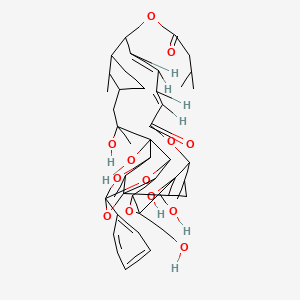 molecular formula C44H58O13 B15136076 [(1R,2S,3S,5R,6S,7S,8R,10S,11S,14E,16Z,18R,19S,22R,24R,25S,26R,28S,30S,33S)-6,7,24,25-tetrahydroxy-5-(hydroxymethyl)-10,24,31,33-tetramethyl-13-oxo-28-phenyl-4,12,27,29,32-pentaoxaoctacyclo[26.3.1.119,22.01,8.02,26.03,5.07,11.025,30]tritriaconta-14,16-dien-18-yl] 3-methylbutanoate 