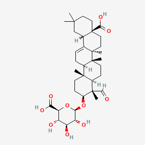 molecular formula C36H54O10 B15136261 (2S,3S,4S,5R,6R)-6-[[(3S,4S,4aR,6aR,6bS,8aS,12aS,14aR,14bR)-8a-carboxy-4-formyl-4,6a,6b,11,11,14b-hexamethyl-1,2,3,4a,5,6,7,8,9,10,12,12a,14,14a-tetradecahydropicen-3-yl]oxy]-3,4,5-trihydroxyoxane-2-carboxylic acid 