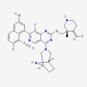 molecular formula C34H33F3N6O2 B15136462 4-[4-[(1S,5R)-3,8-diazabicyclo[3.2.1]octan-3-yl]-8-fluoro-2-[[(3S,4E)-4-(fluoromethylidene)-1,3-dimethylpiperidin-3-yl]methoxy]pyrido[4,3-d]pyrimidin-7-yl]-5-ethynyl-6-fluoronaphthalen-2-ol 