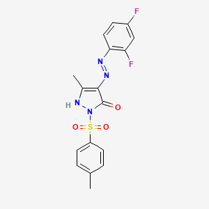 4-[(2,4-difluorophenyl)diazenyl]-5-methyl-2-(4-methylphenyl)sulfonyl-1H-pyrazol-3-one