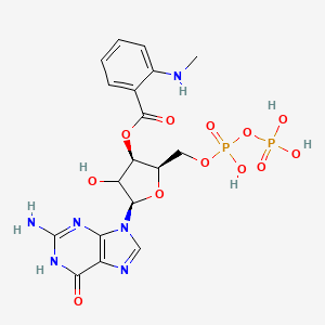 molecular formula C18H22N6O12P2 B15136532 [(2R,3R,5R)-5-(2-amino-6-oxo-1H-purin-9-yl)-4-hydroxy-2-[[hydroxy(phosphonooxy)phosphoryl]oxymethyl]oxolan-3-yl] 2-(methylamino)benzoate 