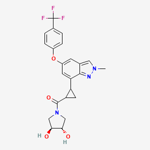 molecular formula C23H22F3N3O4 B15136589 [(3S,4S)-3,4-dihydroxypyrrolidin-1-yl]-[2-[2-methyl-5-[4-(trifluoromethyl)phenoxy]indazol-7-yl]cyclopropyl]methanone 