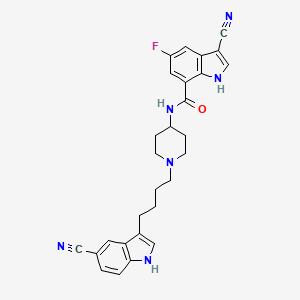 3-cyano-N-[1-[4-(5-cyano-1H-indol-3-yl)butyl]piperidin-4-yl]-5-fluoro-1H-indole-7-carboxamide