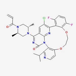 molecular formula C32H31ClF2N6O4 B15136767 19-chloro-22-[(2S,5R)-2,5-dimethyl-4-prop-2-enoylpiperazin-1-yl]-13,16-difluoro-3-propan-2-yl-8,11-dioxa-1,4,23,26-tetrazapentacyclo[16.6.2.02,7.012,17.021,25]hexacosa-2(7),3,5,12,14,16,18,20,22,25-decaen-24-one 