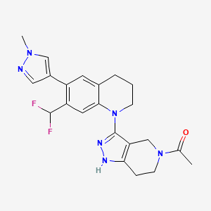 molecular formula C22H24F2N6O B15136780 1-[3-[7-(difluoromethyl)-6-(1-methylpyrazol-4-yl)-3,4-dihydro-2H-quinolin-1-yl]-1,4,6,7-tetrahydropyrazolo[4,3-c]pyridin-5-yl]ethanone 