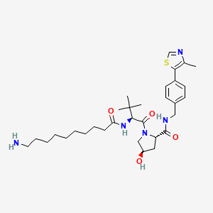 molecular formula C32H49N5O4S B15136787 (2S,4R)-1-[(2S)-2-(10-aminodecanoylamino)-3,3-dimethylbutanoyl]-4-hydroxy-N-[[4-(4-methyl-1,3-thiazol-5-yl)phenyl]methyl]pyrrolidine-2-carboxamide 