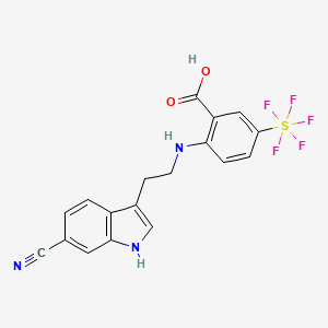 molecular formula C18H14F5N3O2S B15136836 2-[2-(6-cyano-1H-indol-3-yl)ethylamino]-5-(pentafluoro-λ6-sulfanyl)benzoic acid 