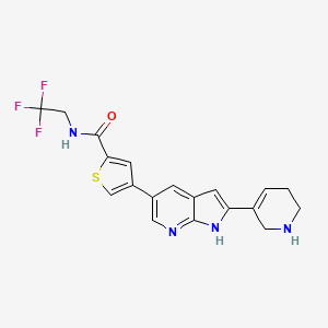 molecular formula C19H17F3N4OS B15136849 4-[2-(1,2,3,6-tetrahydropyridin-5-yl)-1H-pyrrolo[2,3-b]pyridin-5-yl]-N-(2,2,2-trifluoroethyl)thiophene-2-carboxamide 