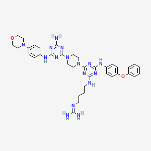 2-[4-[[4-[4-[4-Amino-6-(4-morpholin-4-ylanilino)-1,3,5-triazin-2-yl]piperazin-1-yl]-6-(4-phenoxyanilino)-1,3,5-triazin-2-yl]amino]butyl]guanidine