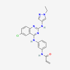 molecular formula C22H20ClN7O B15137047 Egfr T790M/L858R/ack1-IN-1 