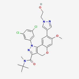 molecular formula C28H29Cl2N5O4 B15137064 N-tert-butyl-1-(3,5-dichlorophenyl)-8-[1-(2-hydroxyethyl)pyrazol-4-yl]-7-methoxy-N-methyl-4H-chromeno[4,3-c]pyrazole-3-carboxamide 