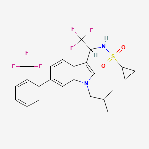 molecular formula C24H24F6N2O2S B15137125 N-[2,2,2-trifluoro-1-[1-(2-methylpropyl)-6-[2-(trifluoromethyl)phenyl]indol-3-yl]ethyl]cyclopropanesulfonamide 