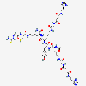 N'-[2-[[(5S)-5-acetamido-6-[[(2R)-1-[[(2S)-1-[[(2S)-1-amino-6-[[(2R)-2-[[(2Z)-2-(carbamothioylhydrazinylidene)acetyl]amino]-3-sulfanylpropanoyl]amino]-1-oxohexan-2-yl]amino]-6-[[2-[[4-[2-(1H-imidazol-5-yl)ethylamino]-4-oxobutanoyl]amino]acetyl]amino]-1-oxohexan-2-yl]amino]-3-(4-hydroxyphenyl)-1-oxopropan-2-yl]amino]-6-oxohexyl]amino]-2-oxoethyl]-N-[2-(1H-imidazol-5-yl)ethyl]butanediamide