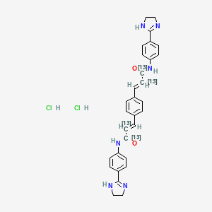 molecular formula C30H30Cl2N6O2 B15137325 (E)-3-[4-[(E)-3-[4-(4,5-dihydro-1H-imidazol-2-yl)anilino]-3-oxo(2,3-13C2)prop-1-enyl]phenyl]-N-[4-(4,5-dihydro-1H-imidazol-2-yl)phenyl](1,2-13C2)prop-2-enamide;dihydrochloride 