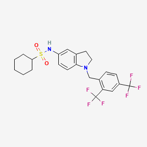 molecular formula C23H24F6N2O2S B15137351 N-[1-[[2,4-bis(trifluoromethyl)phenyl]methyl]-2,3-dihydroindol-5-yl]cyclohexanesulfonamide 