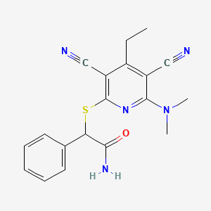 molecular formula C19H19N5OS B15137358 2-[3,5-dicyano-6-(dimethylamino)-4-ethylpyridin-2-yl]sulfanyl-2-phenylacetamide 