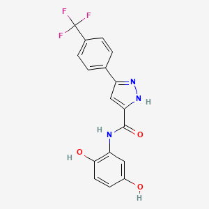 molecular formula C17H12F3N3O3 B15137698 N-(2,5-dihydroxyphenyl)-3-[4-(trifluoromethyl)phenyl]-1H-pyrazole-5-carboxamide 