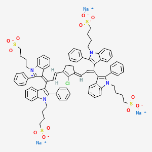 molecular formula C83H76ClN4Na3O12S4 B15137732 trisodium;4-[3-[(E,1Z)-3-[(3E)-3-[3,3-bis[2-phenyl-1-(4-sulfonatobutyl)indol-3-yl]prop-2-enylidene]-2-chlorocyclopenten-1-yl]-1-[2-phenyl-1-(4-sulfonatobutyl)indol-1-ium-3-ylidene]prop-2-enyl]-2-phenylindol-1-yl]butane-1-sulfonate 