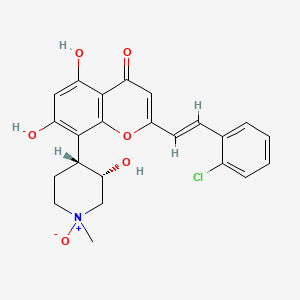 molecular formula C23H22ClNO6 B15137770 2-[(E)-2-(2-chlorophenyl)ethenyl]-5,7-dihydroxy-8-[(3S,4R)-3-hydroxy-1-methyl-1-oxidopiperidin-1-ium-4-yl]chromen-4-one 