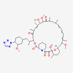 molecular formula C52H79N5O12 B1513781 1,18-Dihydroxy-19,30-dimethoxy-12-[1-[3-methoxy-4-(tetrazol-2-yl)cyclohexyl]propan-2-yl]-15,17,21,23,29,35-hexamethyl-11,36-dioxa-4-azatricyclo[30.3.1.04,9]hexatriaconta-16,24,26,28-tetraene-2,3,10,14,20-pentone 