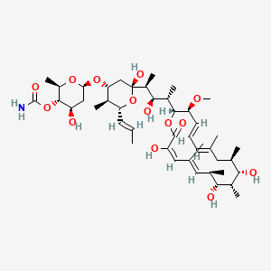 molecular formula C44H71NO14 B15137818 [(2R,3S,4R,6R)-4-hydroxy-6-[(2R,4R,5S,6R)-2-hydroxy-2-[(2S,3R,4S)-3-hydroxy-4-[(2R,3S,4E,6E,9R,10S,11S,12R,13R,14E,16E)-10,12,17-trihydroxy-3-methoxy-7,9,11,13,15-pentamethyl-18-oxo-1-oxacyclooctadeca-4,6,14,16-tetraen-2-yl]pentan-2-yl]-5-methyl-6-[(E)-prop-1-enyl]oxan-4-yl]oxy-2-methyloxan-3-yl] carbamate 