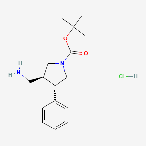 molecular formula C16H25ClN2O2 B1513787 trans-Tert-butyl 3-(aminomethyl)-4-phenylpyrrolidine-1-carboxylate hydrochloride 