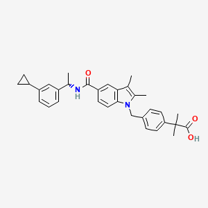 2-[4-[[5-[[(1S)-1-(3-cyclopropylphenyl)ethyl]carbamoyl]-2,3-dimethylindol-1-yl]methyl]phenyl]-2-methylpropanoic acid