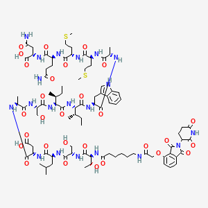 molecular formula C89H130N20O29S2 B15137920 (2S)-4-amino-2-[[(2S)-5-amino-2-[[(2S)-2-[[(2S)-2-[[(2S)-2-[[(2S)-2-[[(2S,3S)-2-[[(2S,3S)-2-[[(2S)-2-[[(2S)-2-[[(2S)-3-carboxy-2-[[(2S)-2-[[(2S)-2-[[(2S,3R)-2-[6-[[2-[2-(2,6-dioxopiperidin-3-yl)-1,3-dioxoisoindol-4-yl]oxyacetyl]amino]hexanoylamino]-3-hydroxybutanoyl]amino]-3-hydroxypropanoyl]amino]-4-methylpentanoyl]amino]propanoyl]amino]propanoyl]amino]-3-hydroxypropanoyl]amino]-3-methylpentanoyl]amino]-3-methylpentanoyl]amino]-3-(1H-indol-3-yl)propanoyl]amino]propanoyl]amino]-4-methylsulfanylbutanoyl]amino]-4-methylsulfanylbutanoyl]amino]-5-oxopentanoyl]amino]-4-oxobutanoic acid 