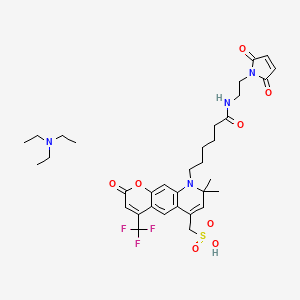 N,N-diethylethanamine;[9-[6-[2-(2,5-dioxopyrrol-1-yl)ethylamino]-6-oxohexyl]-8,8-dimethyl-2-oxo-4-(trifluoromethyl)pyrano[3,2-g]quinolin-6-yl]methanesulfonic acid