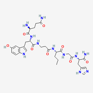 molecular formula C32H45N11O8 B15138115 H-Gln-Trp(5-OH)-bAla-Nva-Gly-His-NH2 