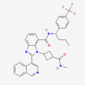 molecular formula C34H32F3N5O2 B15138232 (2P)-2-(isoquinolin-4-yl)-1-[(1s,3R)-3-(methylcarbamoyl)cyclobutyl]-N-{(1S)-1-[4-(trifluoromethyl)phenyl]butyl}-1H-benzimidazole-7-carboxamide 