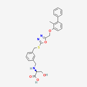 molecular formula C27H27N3O5S B15138264 (2~{S})-2-[[3-[[5-[(2-methyl-3-phenyl-phenoxy)methyl]-1,3,4-oxadiazol-2-yl]sulfanylmethyl]phenyl]methylamino]-3-oxidanyl-propanoic acid 