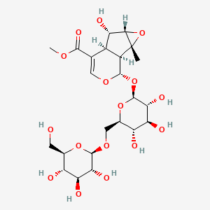 molecular formula C23H34O16 B15138364 methyl (1S,2R,4S,5S,6S,10S)-5-hydroxy-2-methyl-10-[(2S,3R,4S,5S,6R)-3,4,5-trihydroxy-6-[[(2R,3R,4S,5S,6R)-3,4,5-trihydroxy-6-(hydroxymethyl)oxan-2-yl]oxymethyl]oxan-2-yl]oxy-3,9-dioxatricyclo[4.4.0.02,4]dec-7-ene-7-carboxylate 