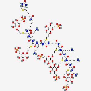 molecular formula C124H230N20O63P6S7 B15138454 Biotin-|ANle-CKCKC-|AAbu-CKCKCG-NH2 (Cys modified with M6Pn) 