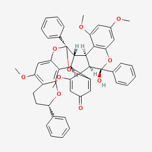 molecular formula C49H42O10 B15138633 (1R,2R,10S,11R,19S,27S,31S)-10-hydroxy-4,6,13,23-tetramethoxy-10,19,27-triphenyl-9,18,20,28-tetraoxaoctacyclo[17.12.0.02,11.03,8.012,17.012,31.021,30.024,29]hentriaconta-3(8),4,6,13,16,21,23,29-octaen-15-one 