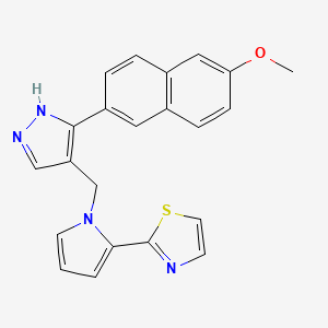 2-[1-[[5-(6-methoxynaphthalen-2-yl)-1H-pyrazol-4-yl]methyl]pyrrol-2-yl]-1,3-thiazole