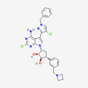 (1R,2S,3R,5R)-3-[4-amino-5-(1-benzyl-4-chloropyrazol-3-yl)-2-chloropyrrolo[2,3-d]pyrimidin-7-yl]-5-[3-(azetidin-1-ylmethyl)phenyl]cyclopentane-1,2-diol