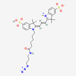 molecular formula C33H42N6O7S2 B15138936 2-[(E,3E)-3-[1-[6-(3-azidopropylamino)-6-oxohexyl]-3,3-dimethyl-5-sulfoindol-2-ylidene]prop-1-enyl]-1,3,3-trimethylindol-1-ium-5-sulfonate 