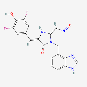 molecular formula C19H13F2N5O3 B15139074 (2Z,5Z)-3-(1H-benzimidazol-4-ylmethyl)-5-[(3,5-difluoro-4-hydroxyphenyl)methylidene]-2-(nitrosomethylidene)imidazolidin-4-one 