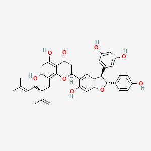 (2S)-2-[(2R,3R)-3-(3,5-dihydroxyphenyl)-6-hydroxy-2-(4-hydroxyphenyl)-2,3-dihydro-1-benzofuran-5-yl]-5,7-dihydroxy-8-[(2R)-5-methyl-2-prop-1-en-2-ylhex-4-enyl]-2,3-dihydrochromen-4-one