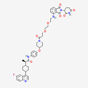 (2R)-N-[4-[1-[3-[2-[2-[[2-(2,6-dioxopiperidin-3-yl)-1,3-dioxoisoindol-4-yl]amino]ethoxy]ethoxy]propanoyl]piperidin-4-yl]oxyphenyl]-2-[4-(6-fluoroquinolin-4-yl)cyclohexyl]propanamide