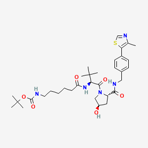 molecular formula C33H49N5O6S B15139098 tert-butyl N-[6-[[(2S)-1-[(2S,4R)-4-hydroxy-2-[[4-(4-methyl-1,3-thiazol-5-yl)phenyl]methylcarbamoyl]pyrrolidin-1-yl]-3,3-dimethyl-1-oxobutan-2-yl]amino]-6-oxohexyl]carbamate 