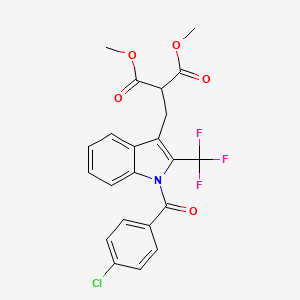 molecular formula C22H17ClF3NO5 B1513916 Dimethyl 2-((1-(4-chlorobenzoyl)-2-(trifluoromethyl)-1H-indo-l-3-yl)methyl)malonate 