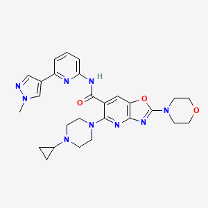 molecular formula C27H31N9O3 B15139195 5-(4-cyclopropylpiperazin-1-yl)-N-[6-(1-methylpyrazol-4-yl)pyridin-2-yl]-2-morpholin-4-yl-[1,3]oxazolo[4,5-b]pyridine-6-carboxamide 