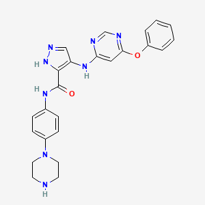 molecular formula C24H24N8O2 B15139222 4-[(6-phenoxypyrimidin-4-yl)amino]-N-(4-piperazin-1-ylphenyl)-1H-pyrazole-5-carboxamide 