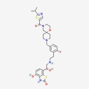 7-[(1R)-2-[2-[2-fluoro-5-[[4-(2-propan-2-yl-1,3-thiazole-5-carbonyl)-1-oxa-4,9-diazaspiro[5.5]undecan-9-yl]methyl]phenyl]ethylamino]-1-hydroxyethyl]-4-hydroxy-3H-1,3-benzothiazol-2-one